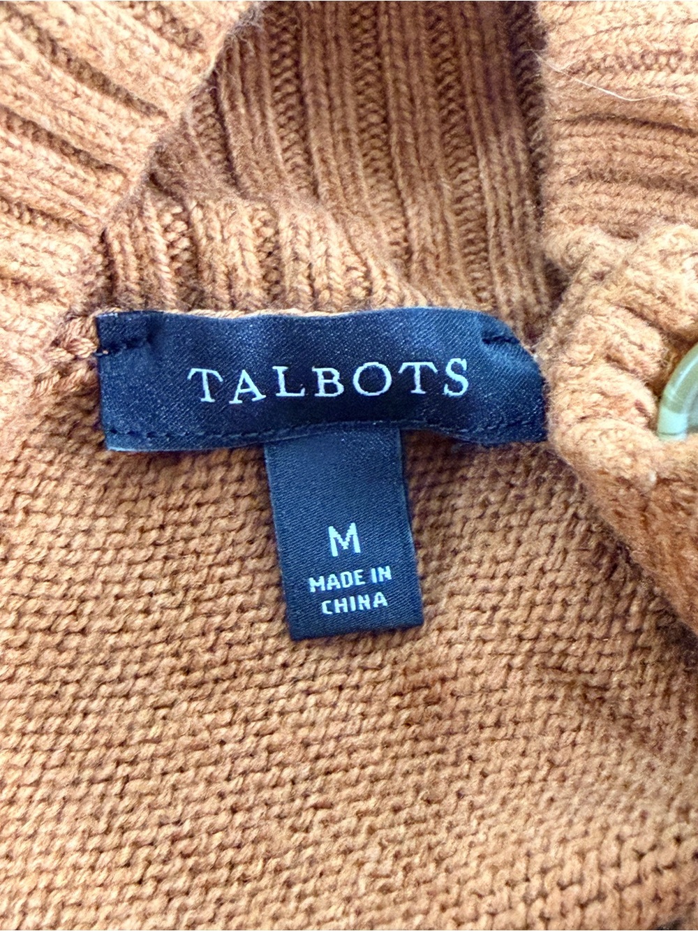 Talbots Rust Button-Shoulder Mock Neck Sweater | Fall Classic - Picture 7 of 9